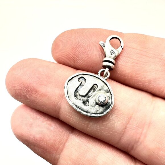 Silpada Womens Charm Sterling Silver Crystal Initial "U" 4Bracelet Necklace Gift - Picture 1 of 2
